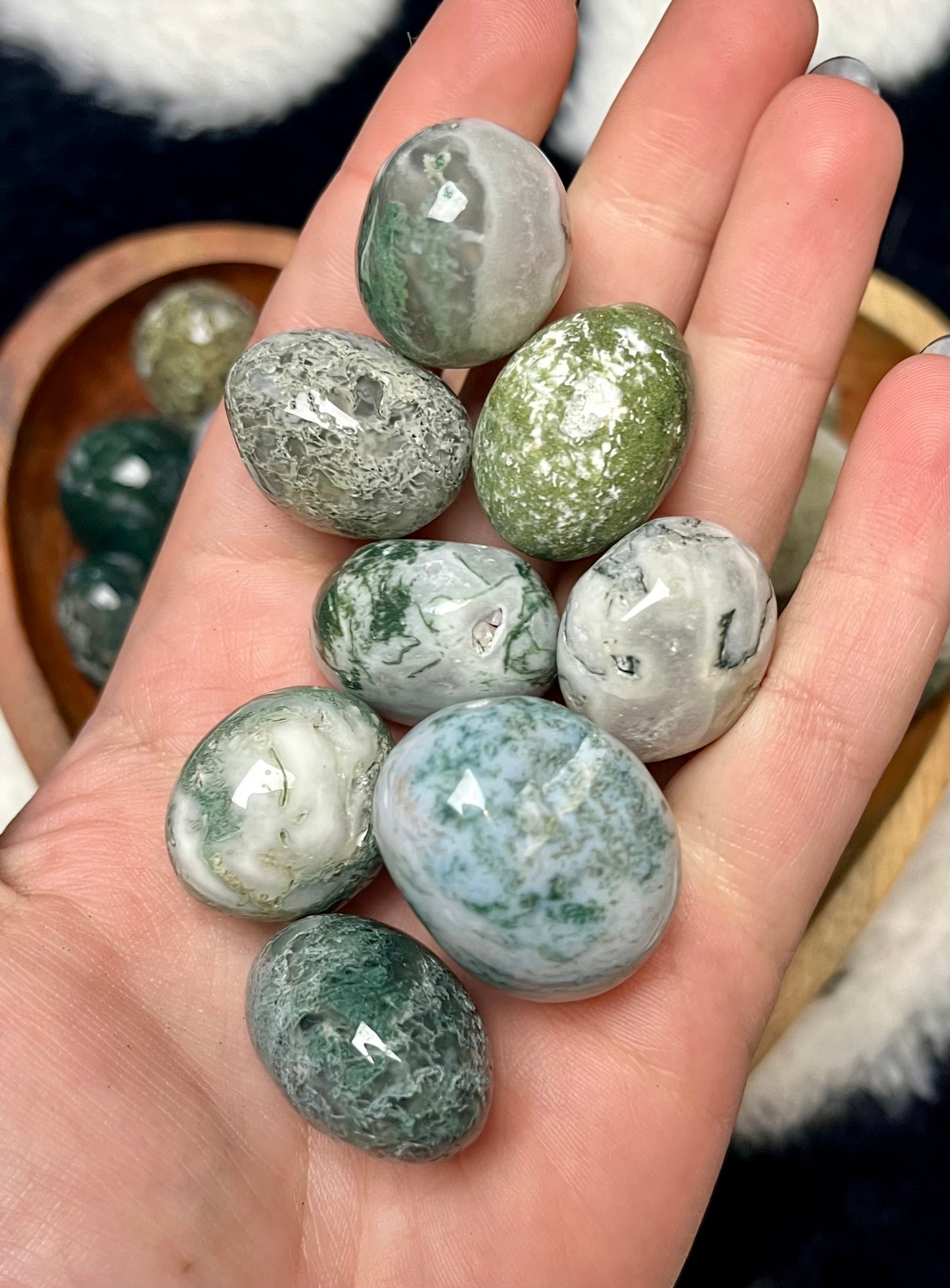 Moss agate tumbles