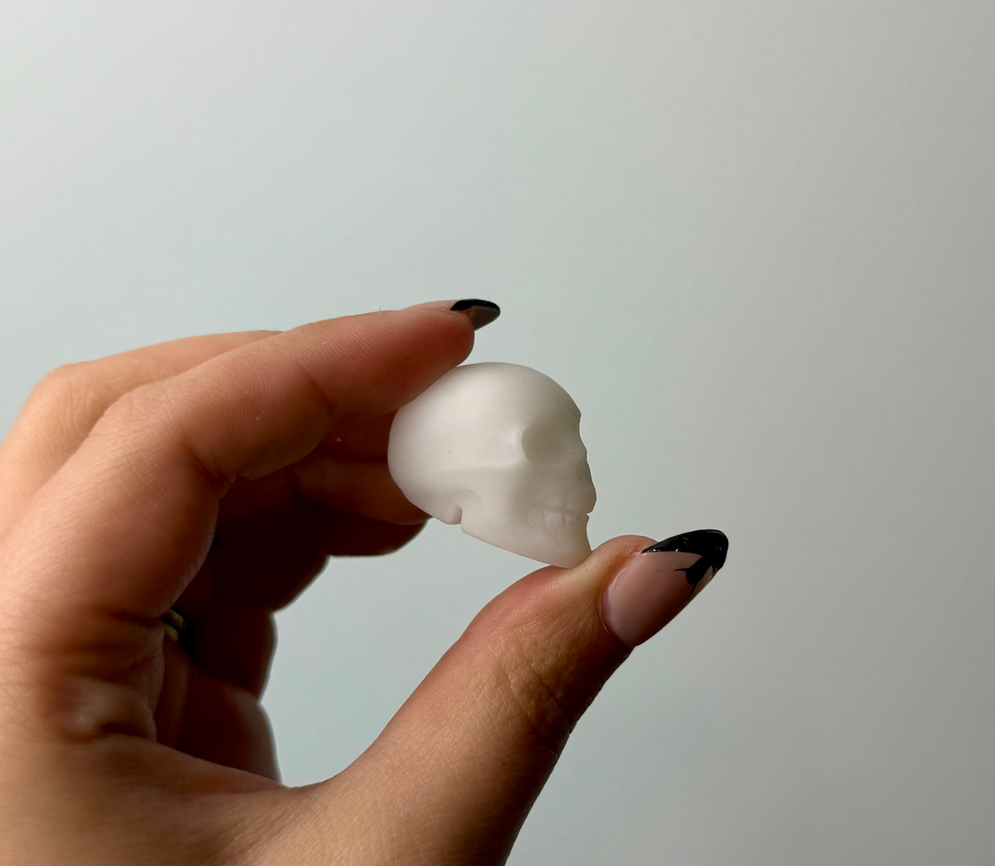 White jade skull carving