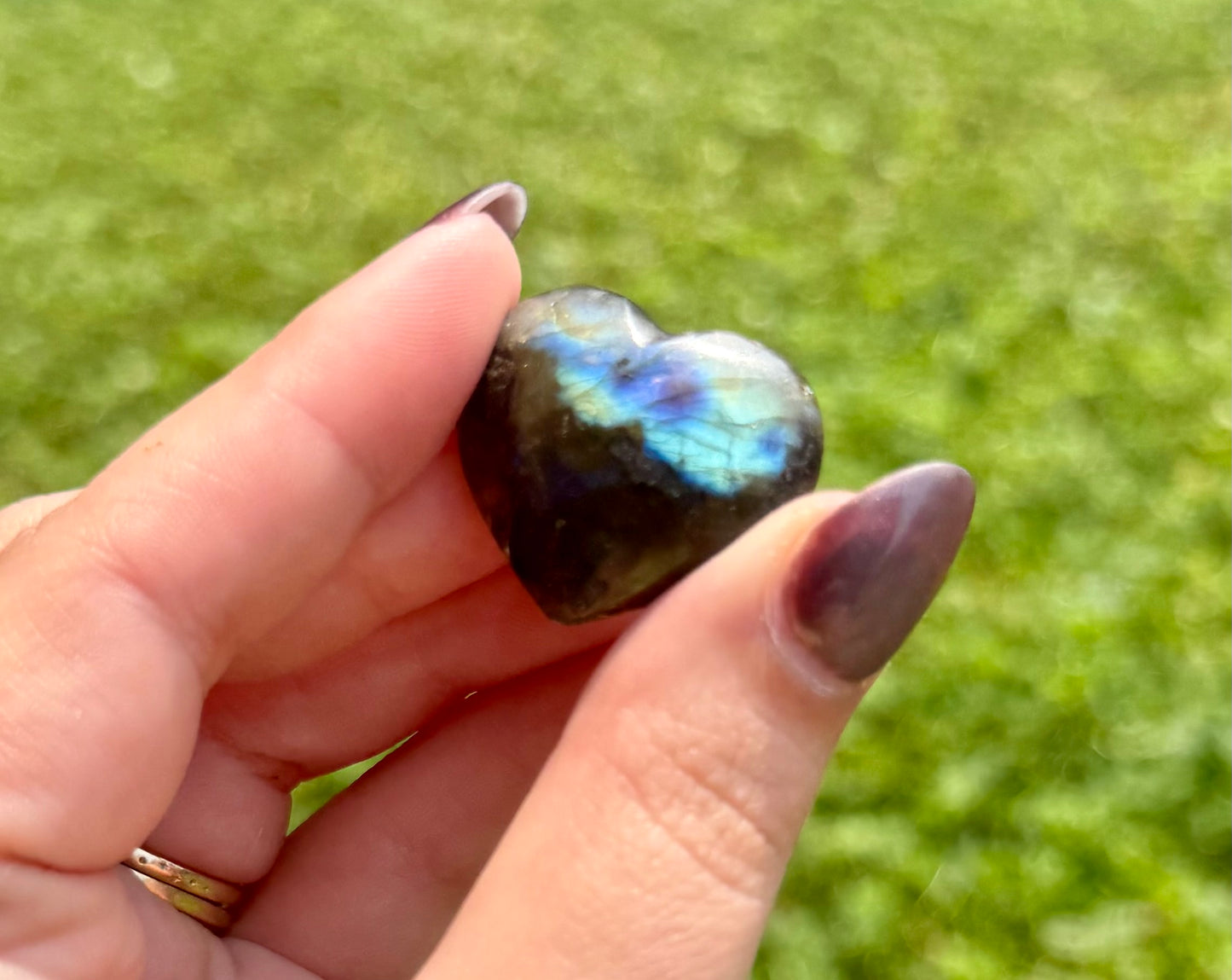 Labradorite heart carvings