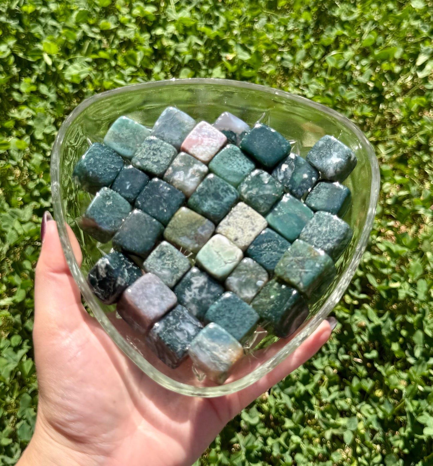 Moss agate cubes
