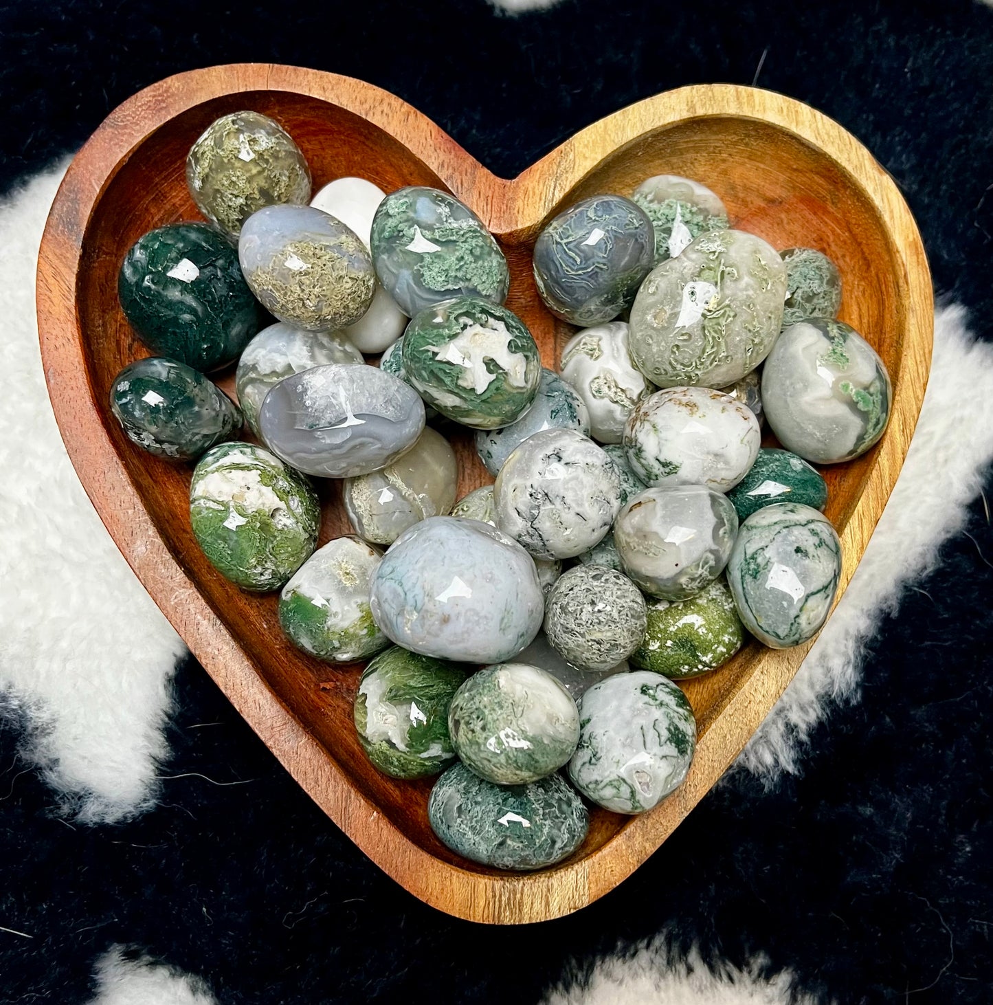 Moss agate tumbles