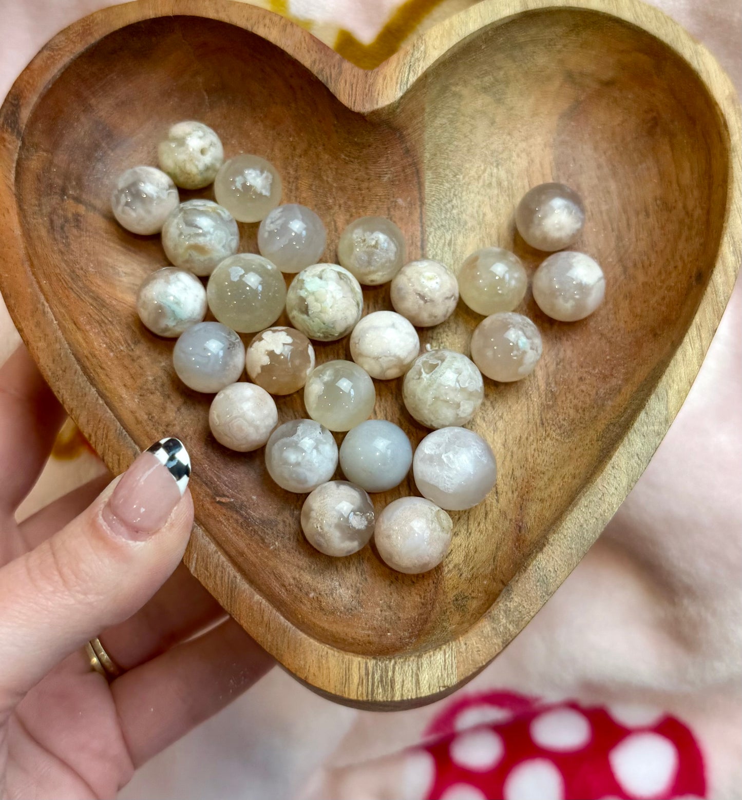 Mini flower agate spheres
