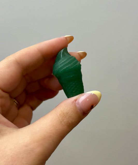 Green aventurine ice cream cone carving