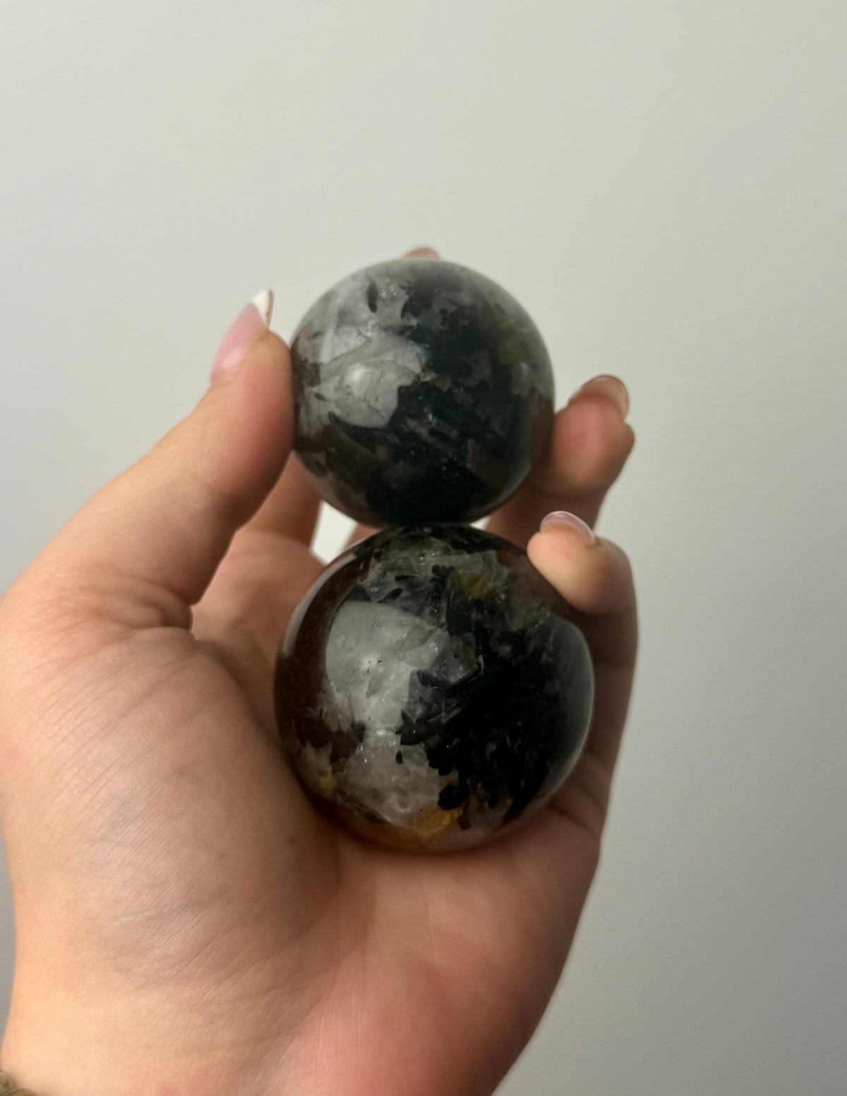 Black tourmaline quartz spheres