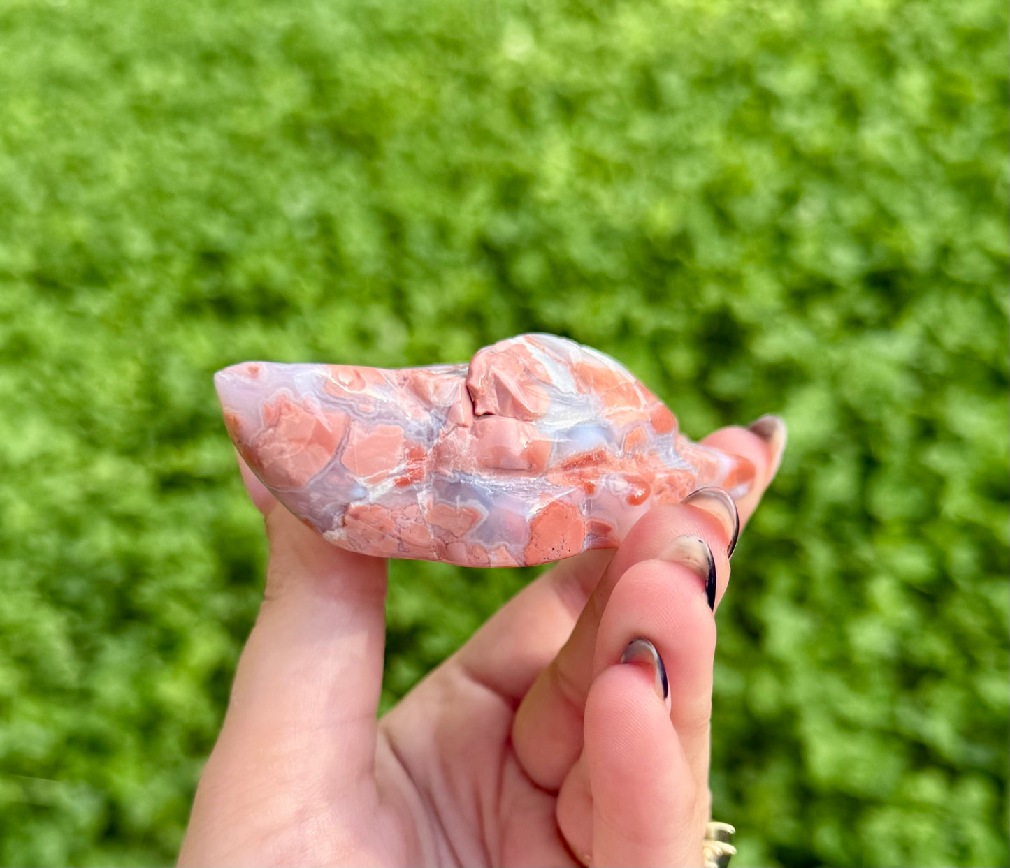 Imperfect pink cotton candy agate sea turtle carving