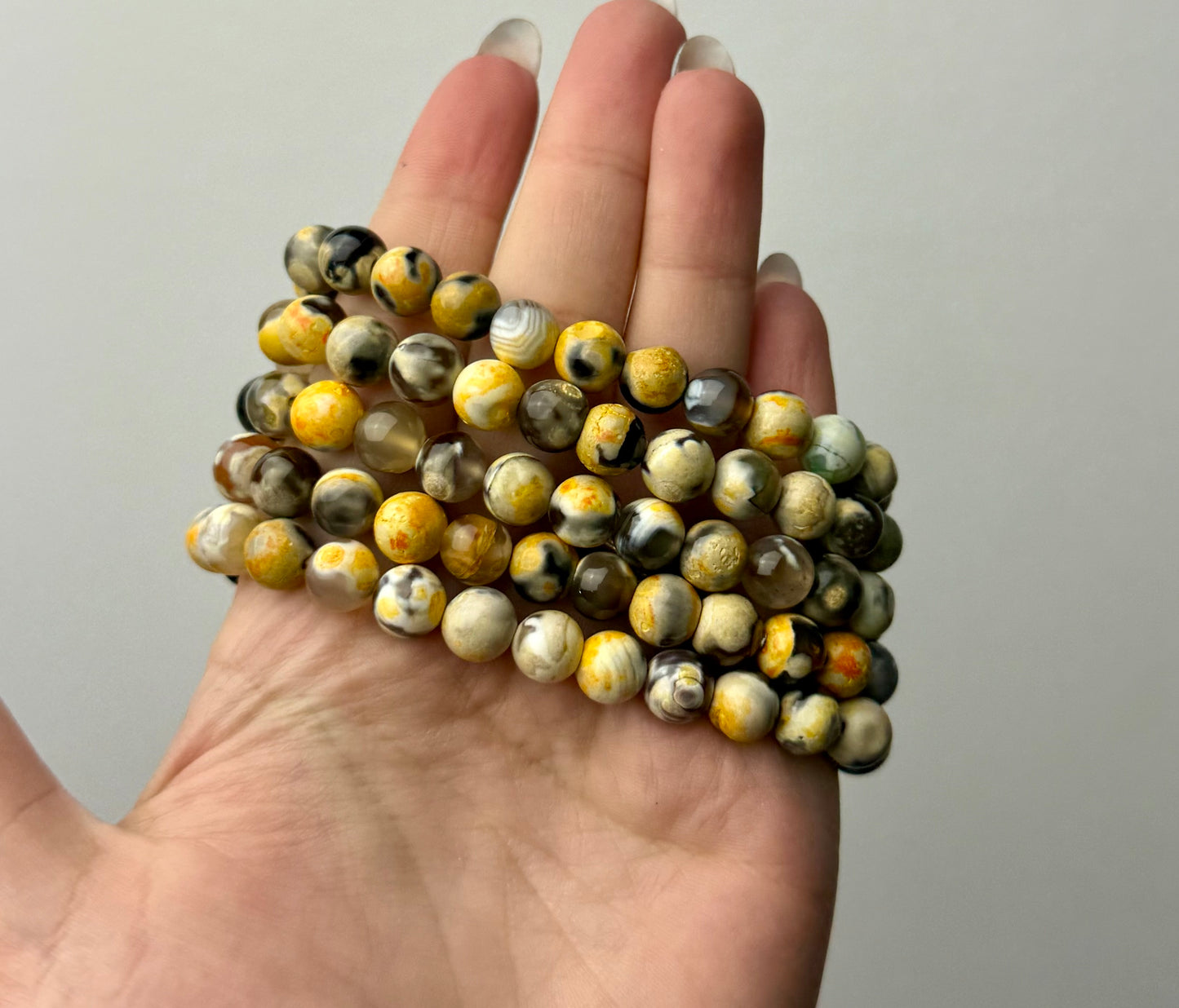 Dyed yellow orca agate bracelets