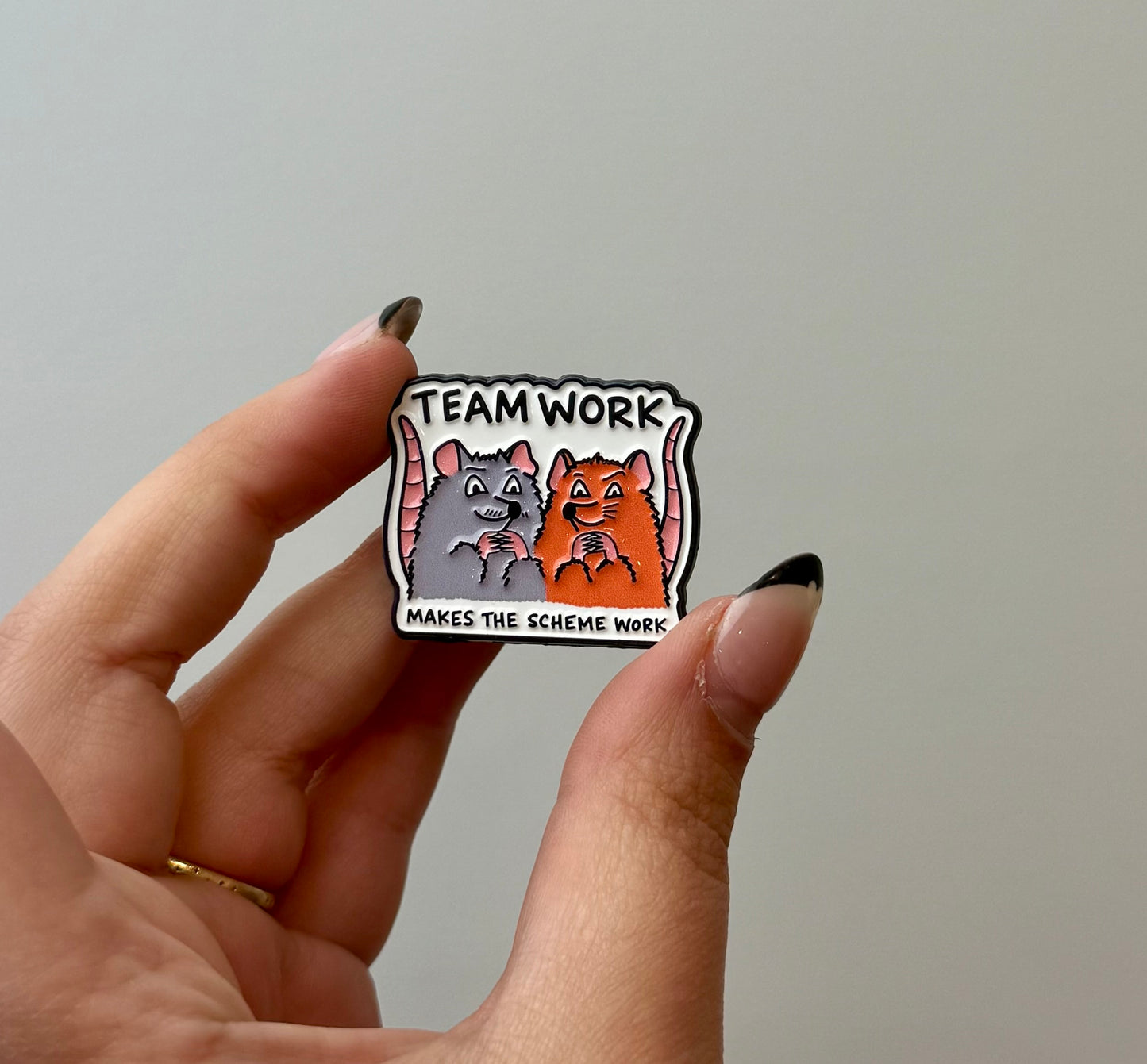 Scheming rats enamel pin