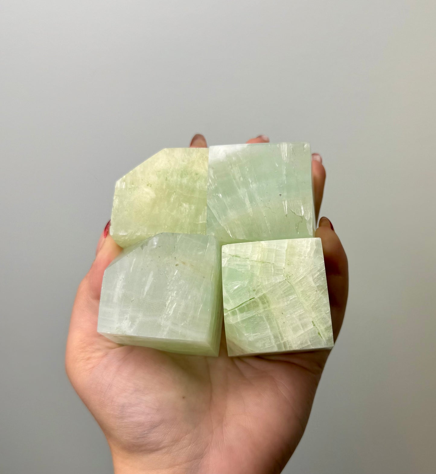 Pistachio calcite cubes