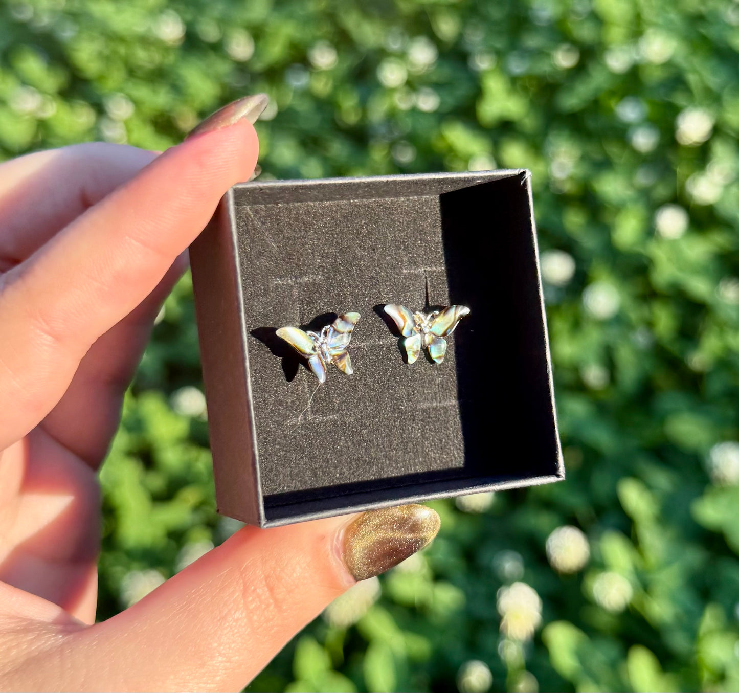 Abalone shell butterfly earrings thrifted find