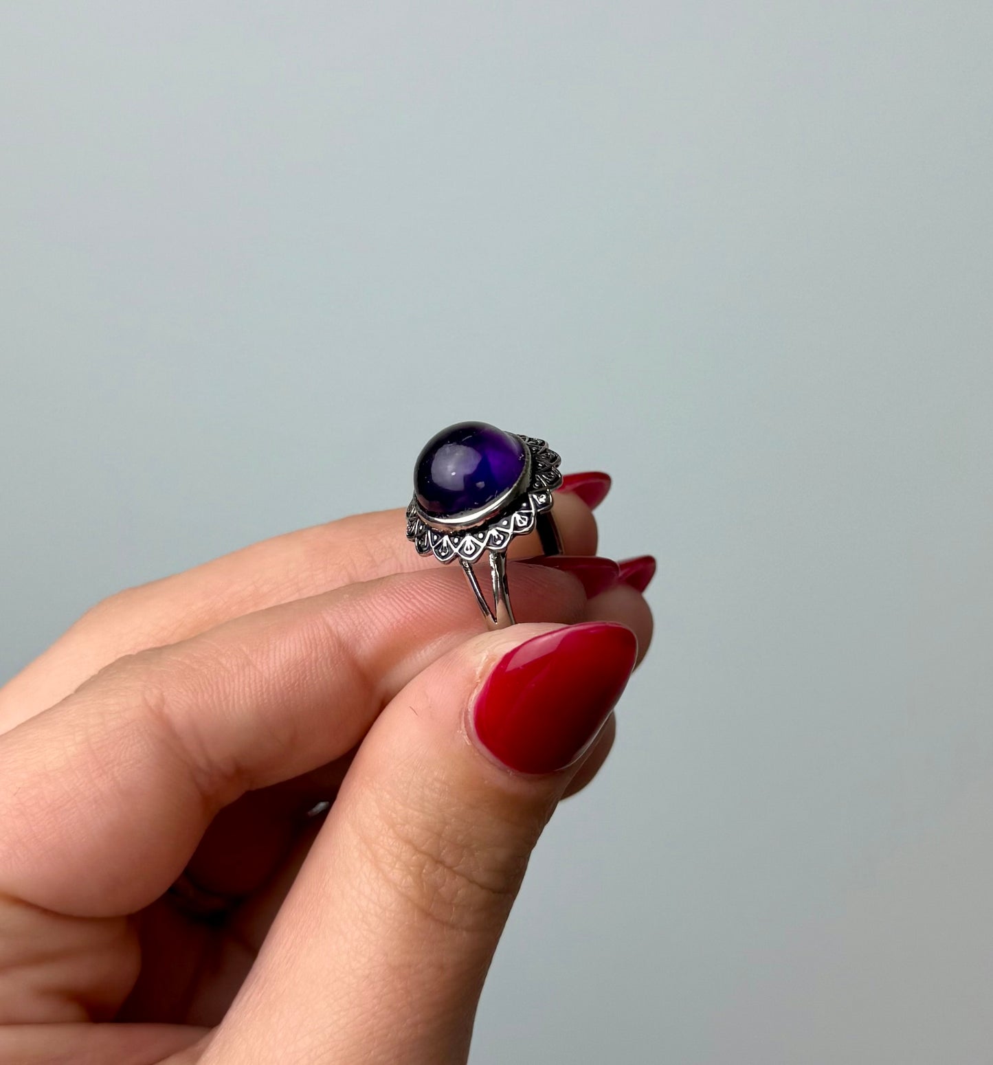 Amethyst adjustable ring