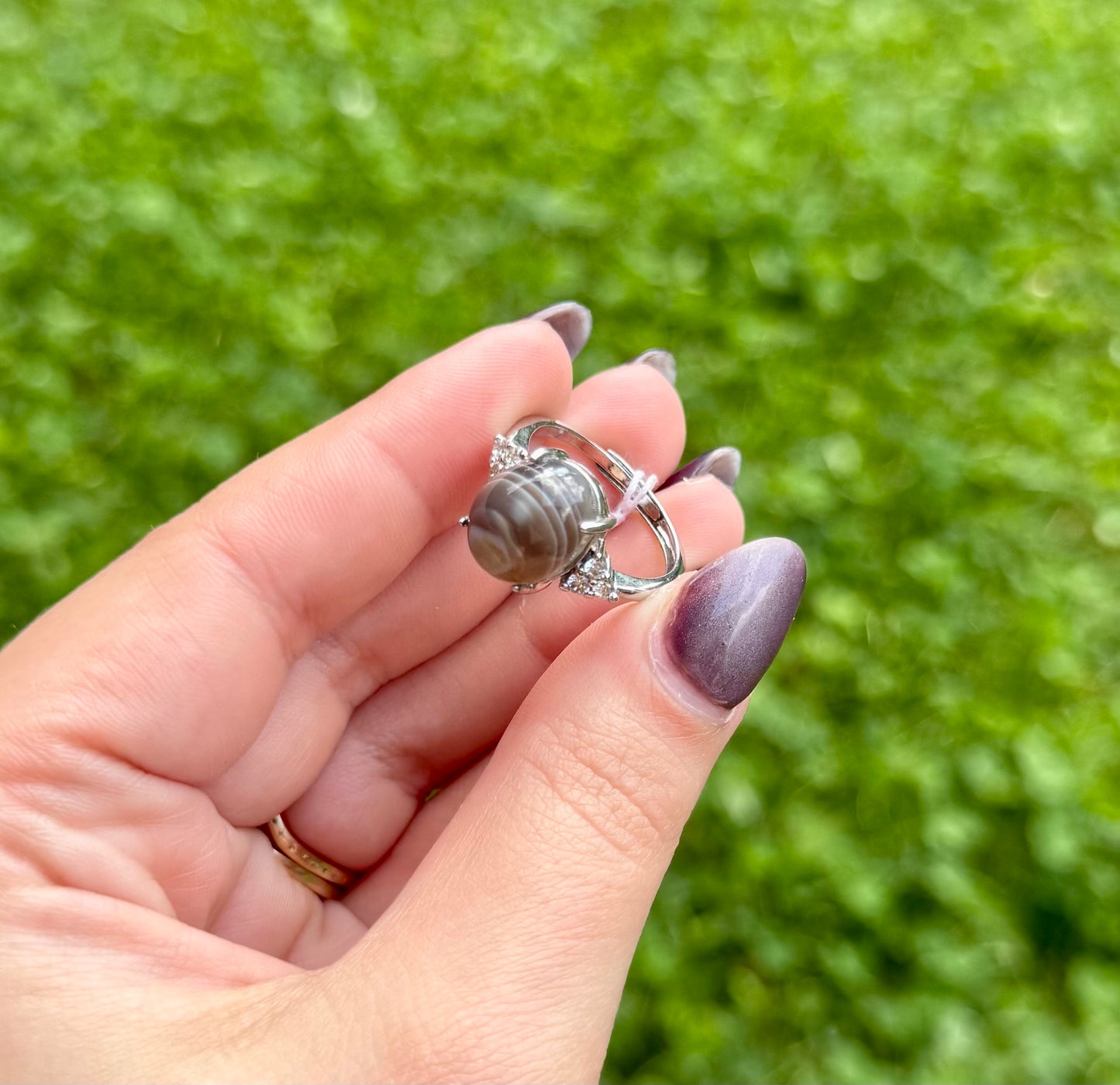 Agate adjustable ring