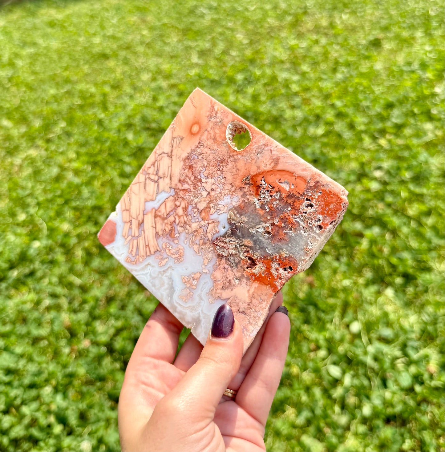 Pink cotton candy agate slab