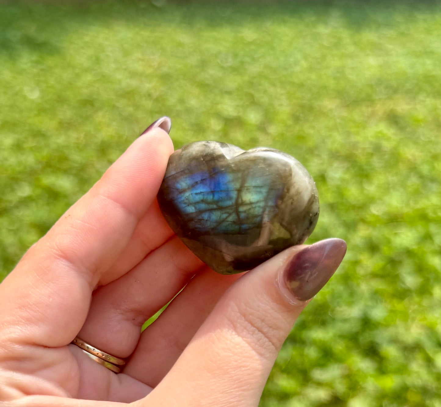 Labradorite heart carvings