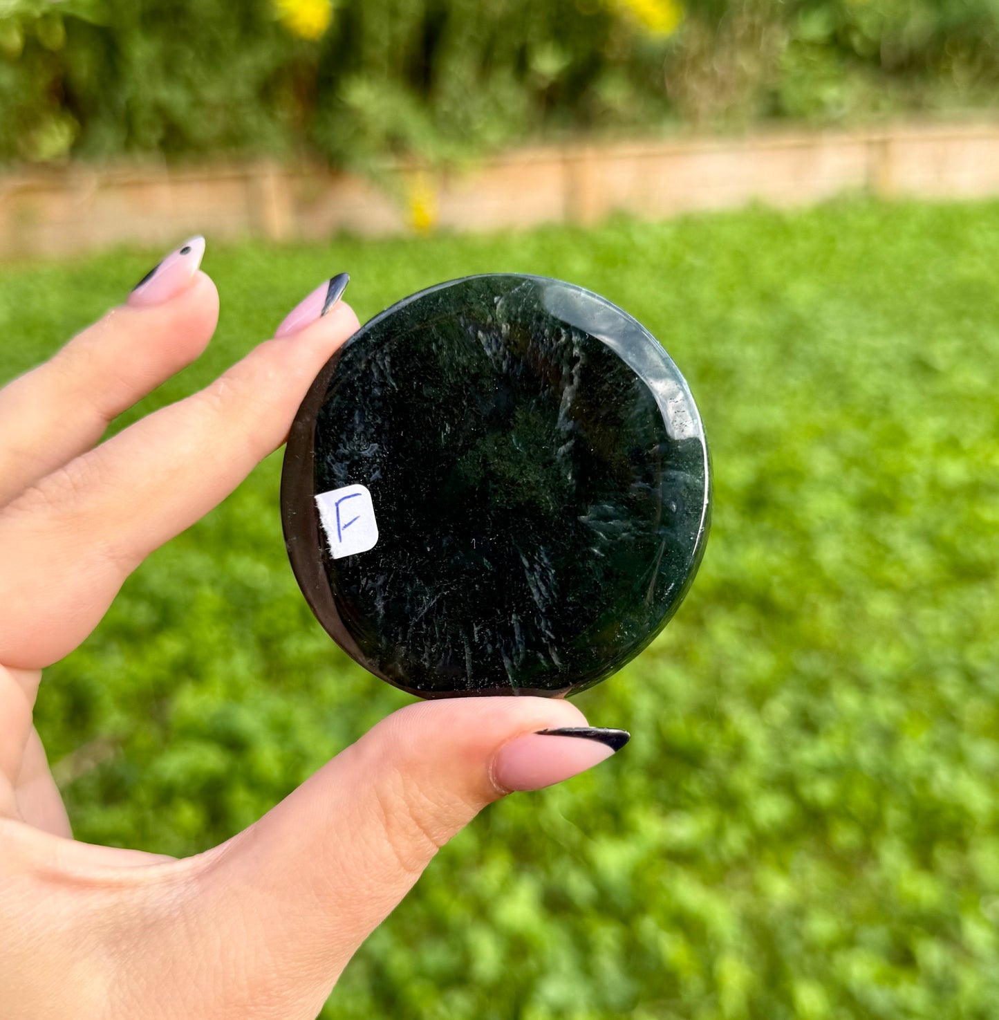 Moss agate circle slabs