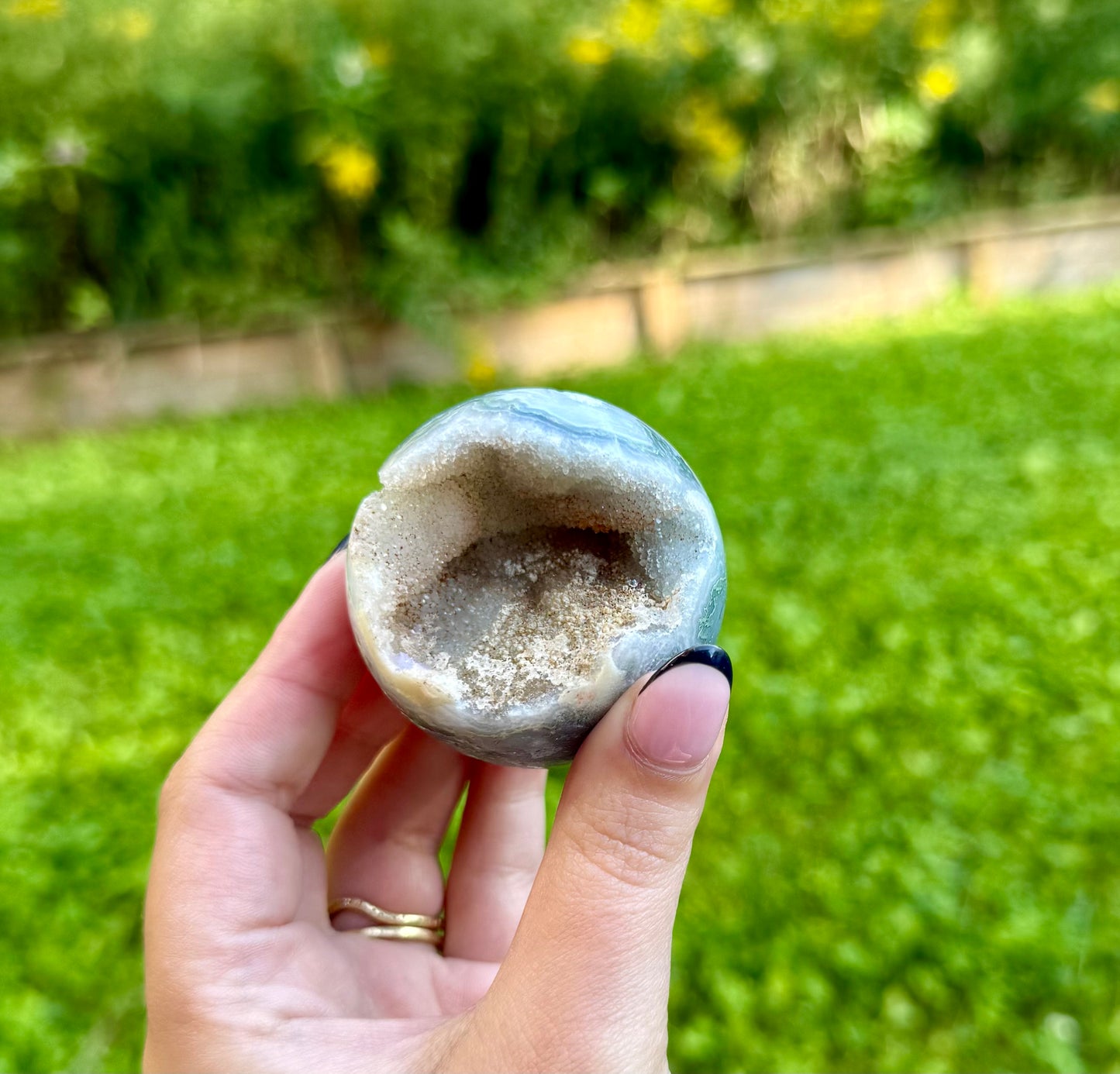 Moss agate sphere