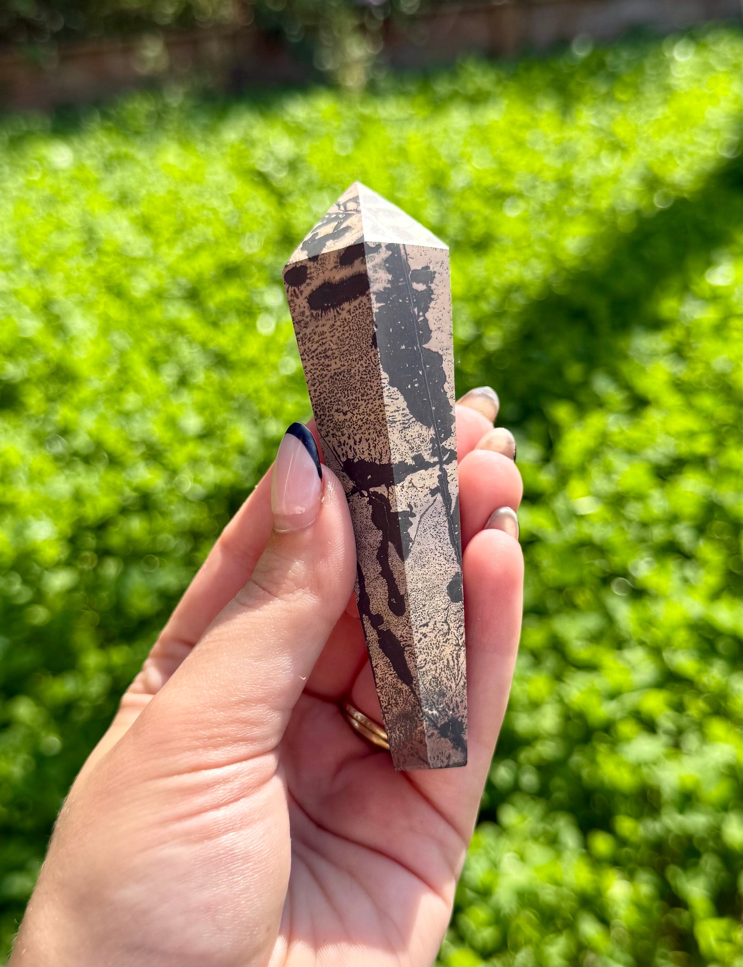 Picture jasper wand on stand