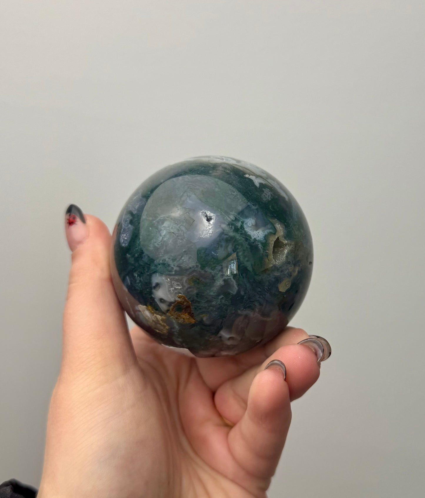 Moss agate sphere