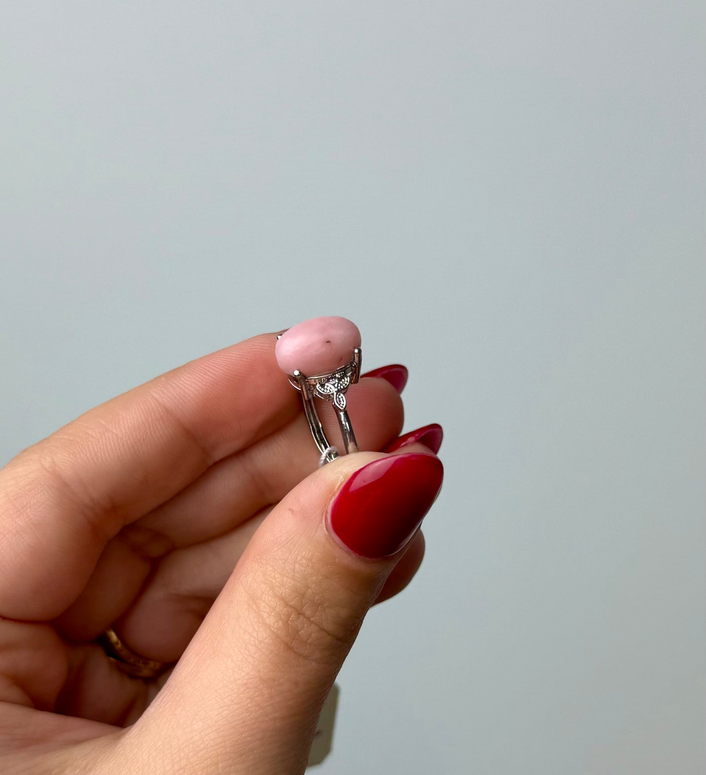 Pink opal adjustable ring