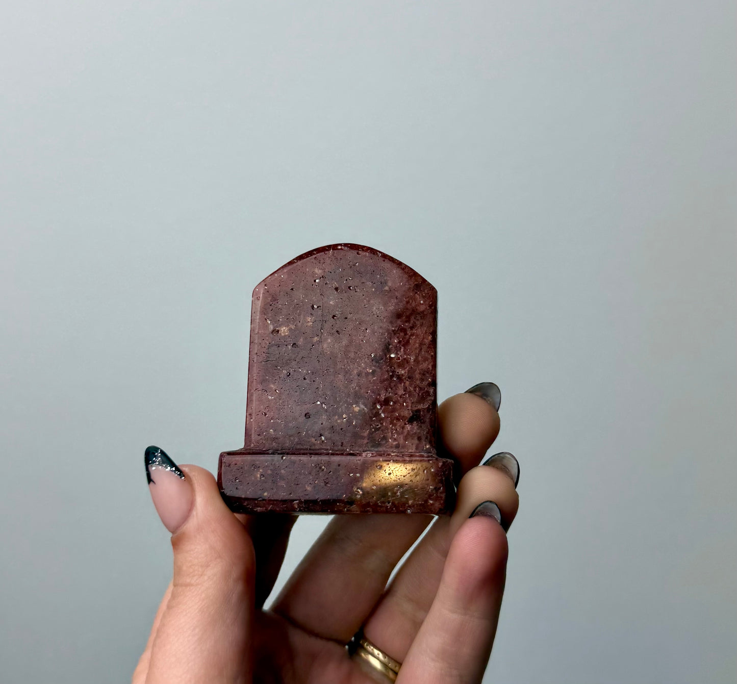 Strawberry Quartz gravestone carving