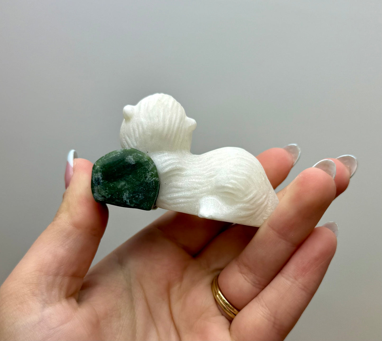 White jade otter carvings