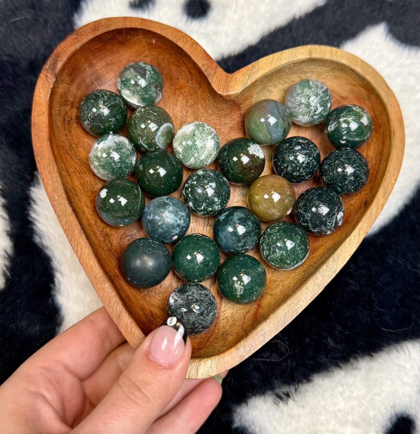 Moss agate mini spheres
