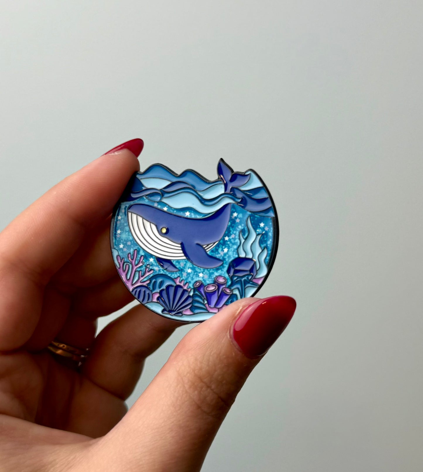 Whale enamel pin