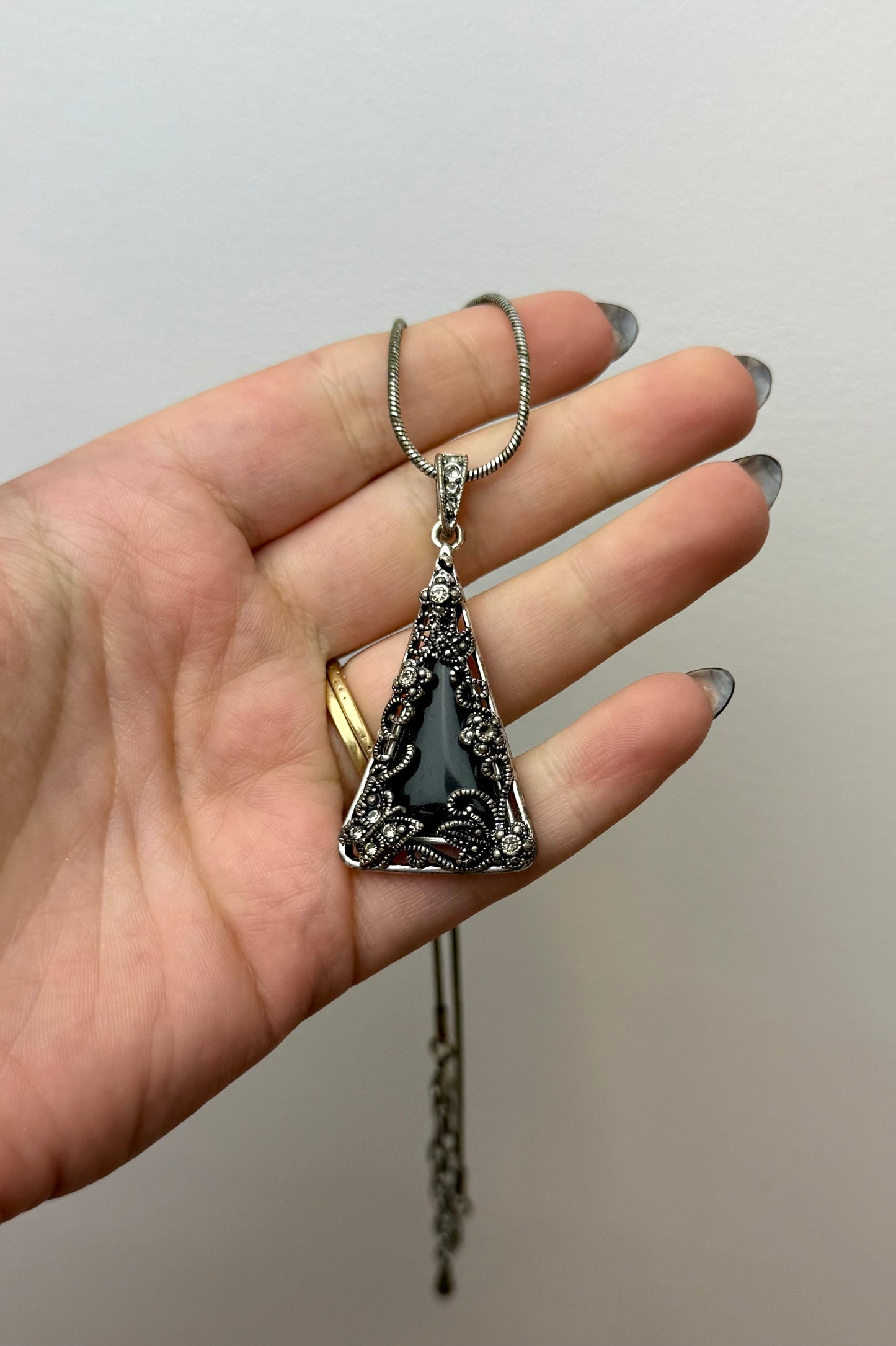 Obsidian necklace thrifted find