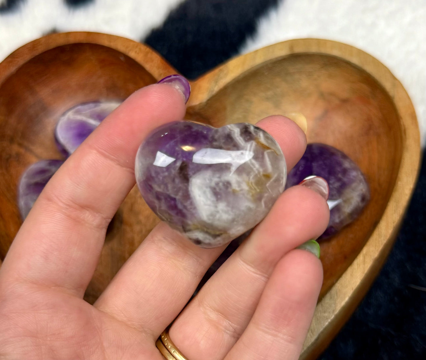 Amethyst heart carvings