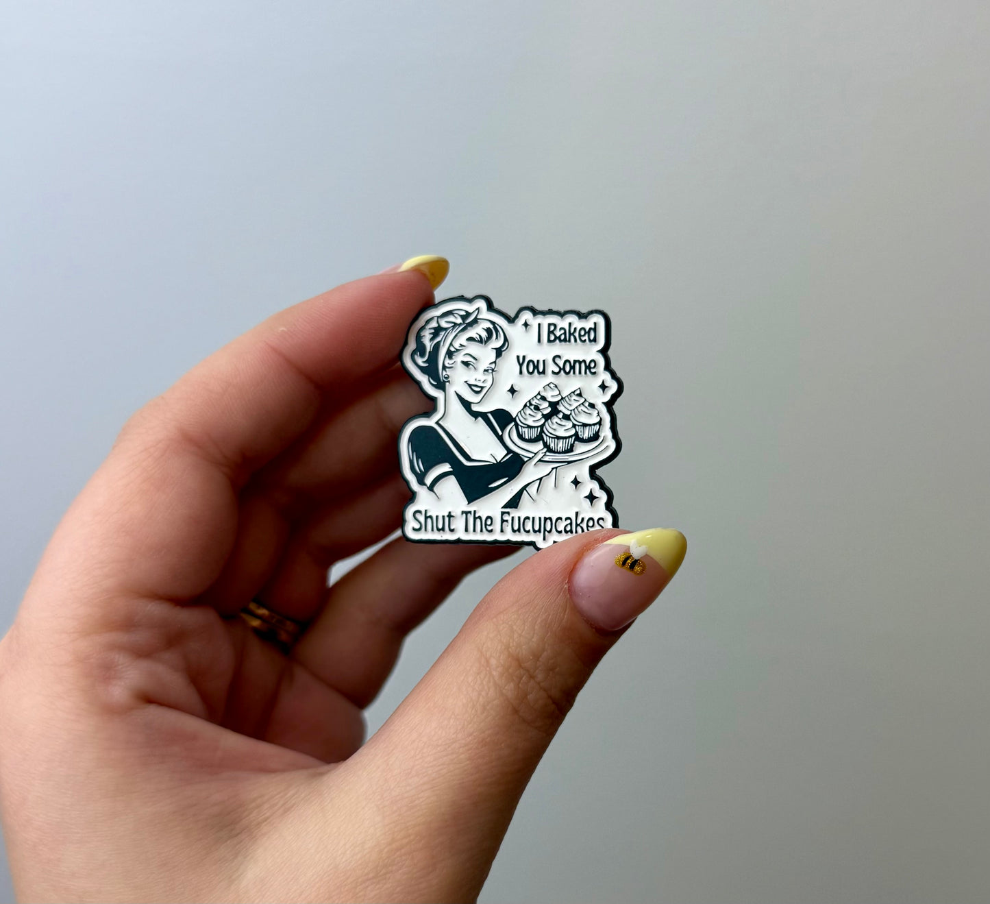 Shut up cupcakes enamel pin