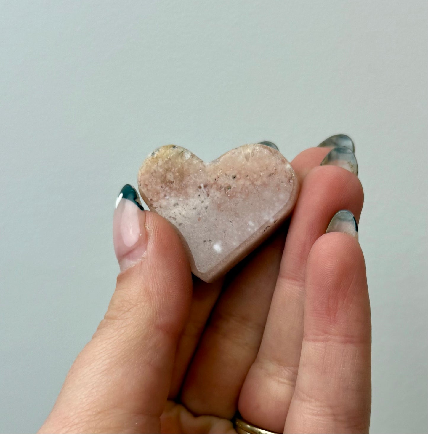 Pink amethyst heart carving