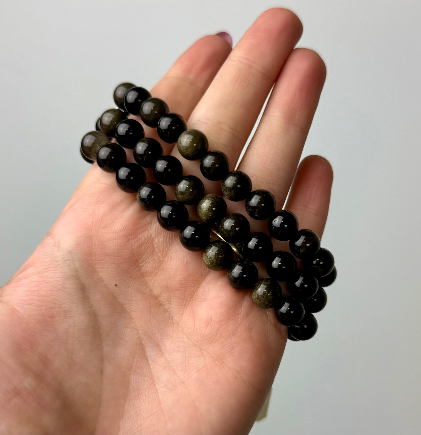Gold sheen obsidian bracelets
