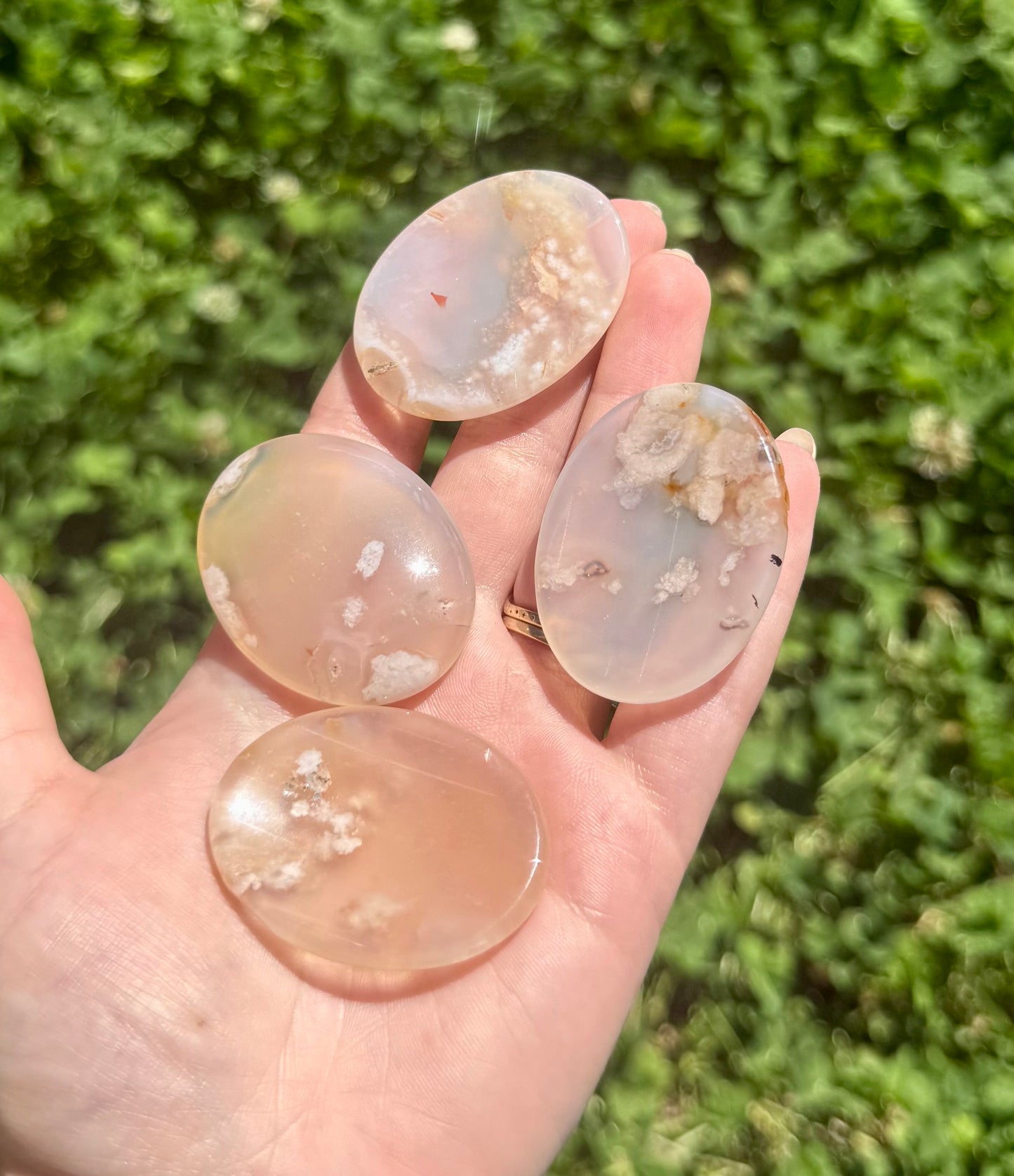 Flower agate worry stones