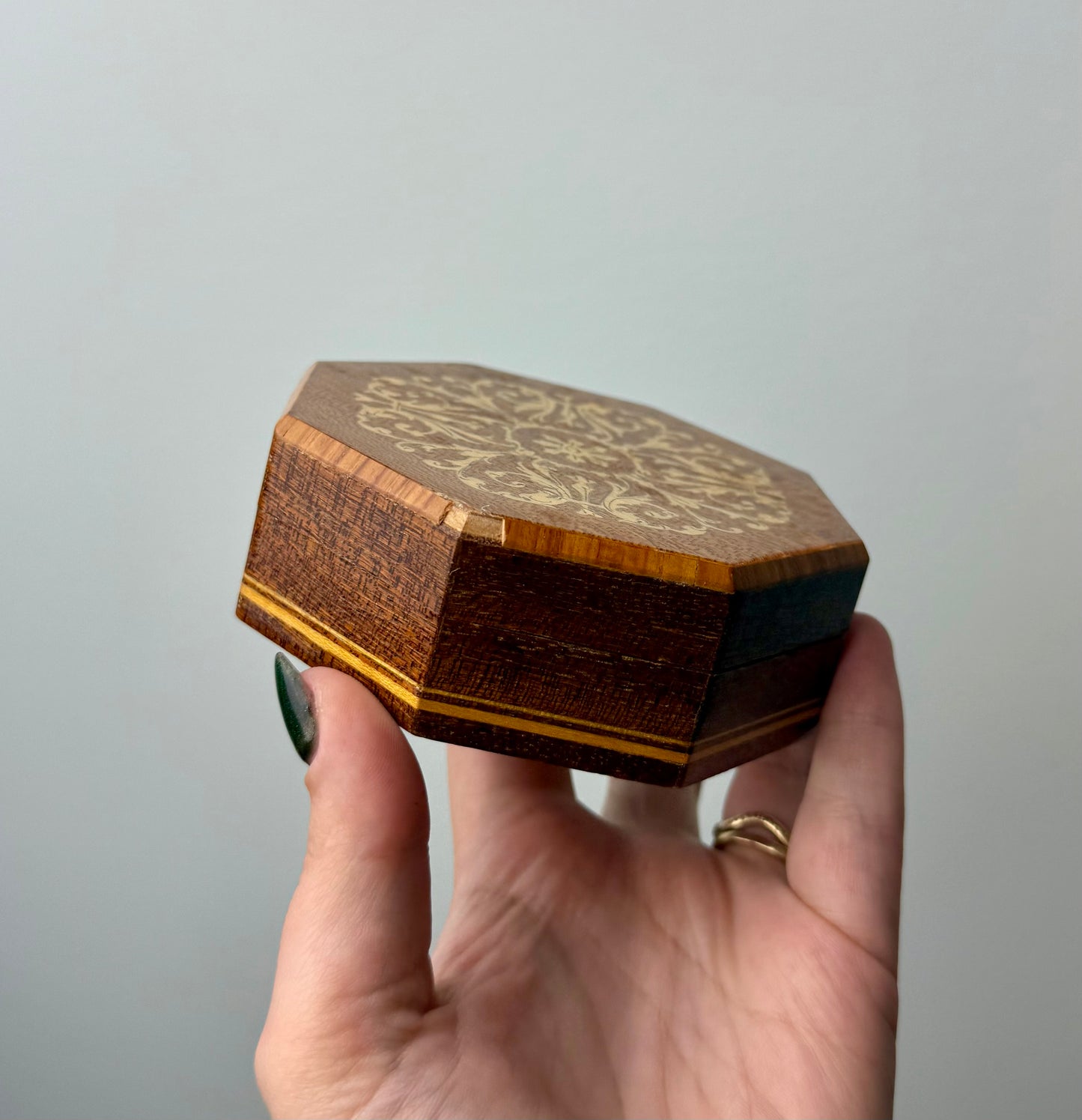 Imperfect wooden trinket box thrifted find