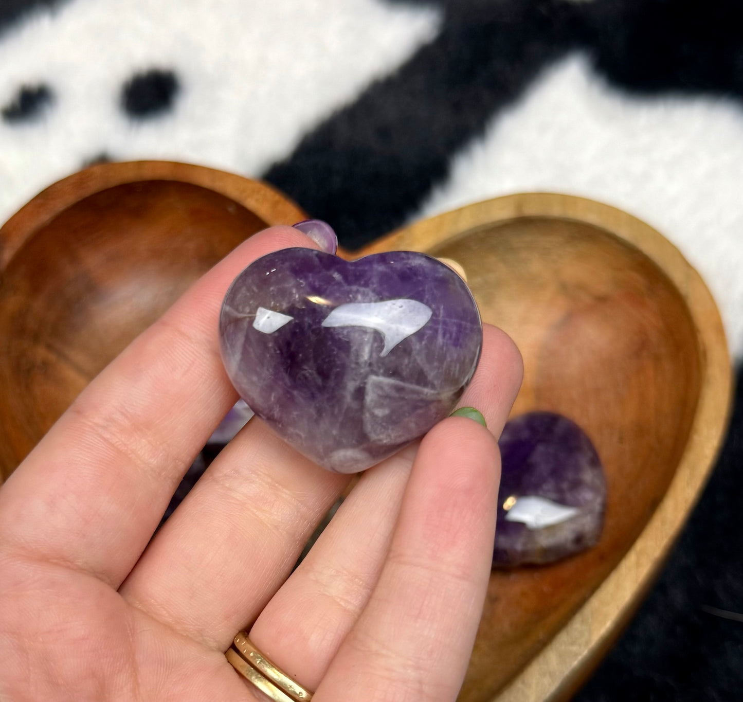 Amethyst heart carvings