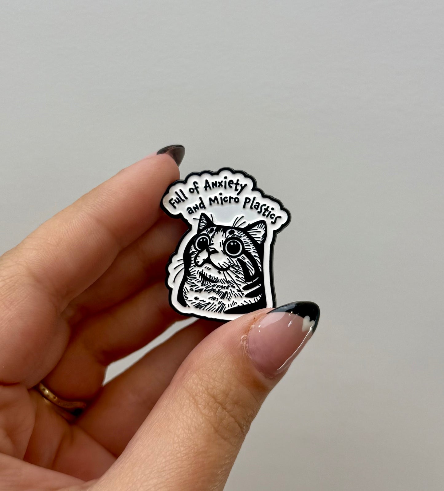 Anxiety mircoplastic enamel pin