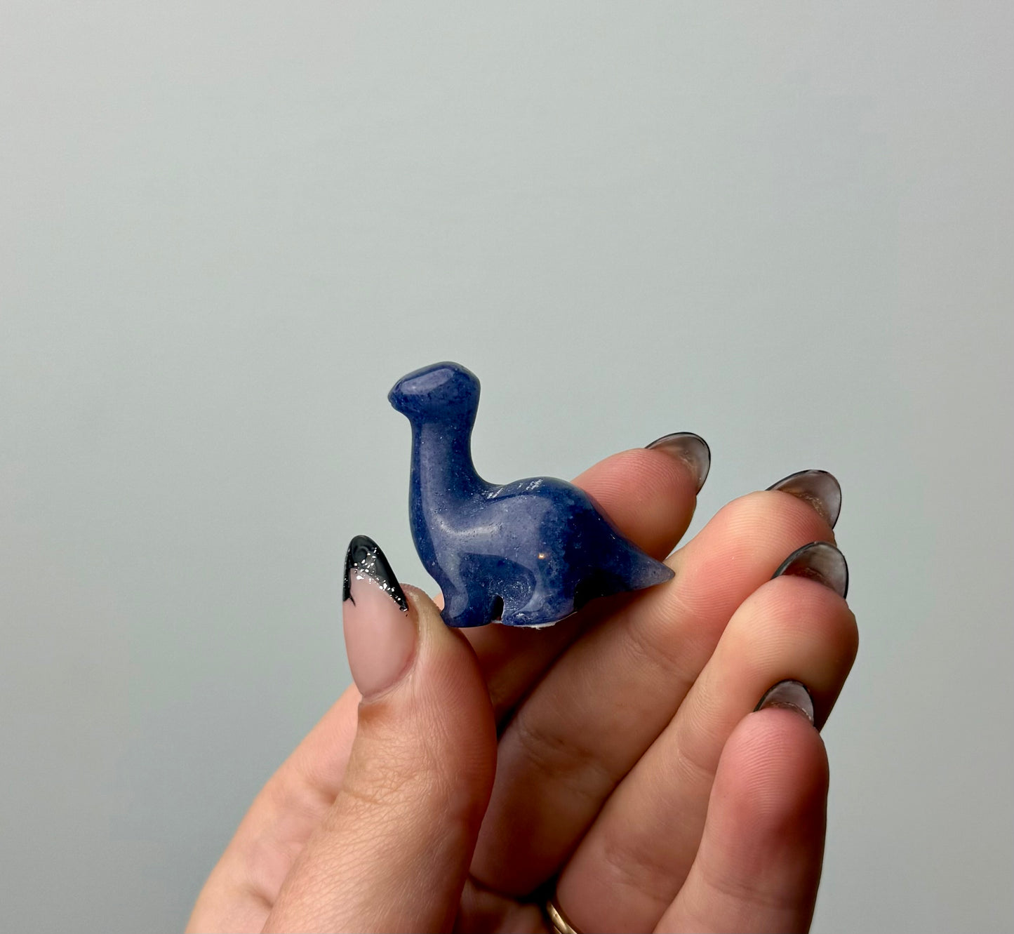 Blue aventurine dinosaur carving