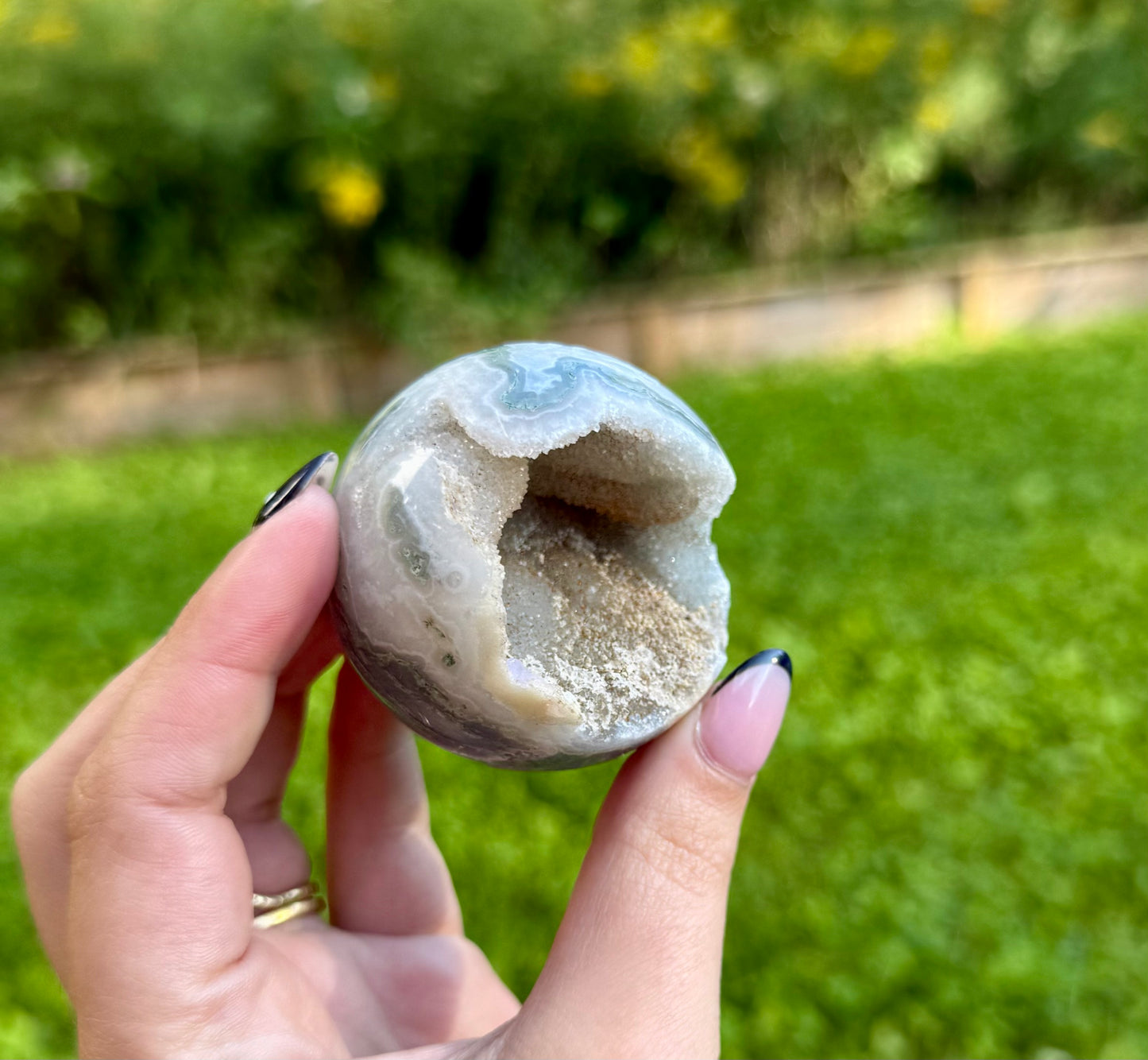 Moss agate sphere
