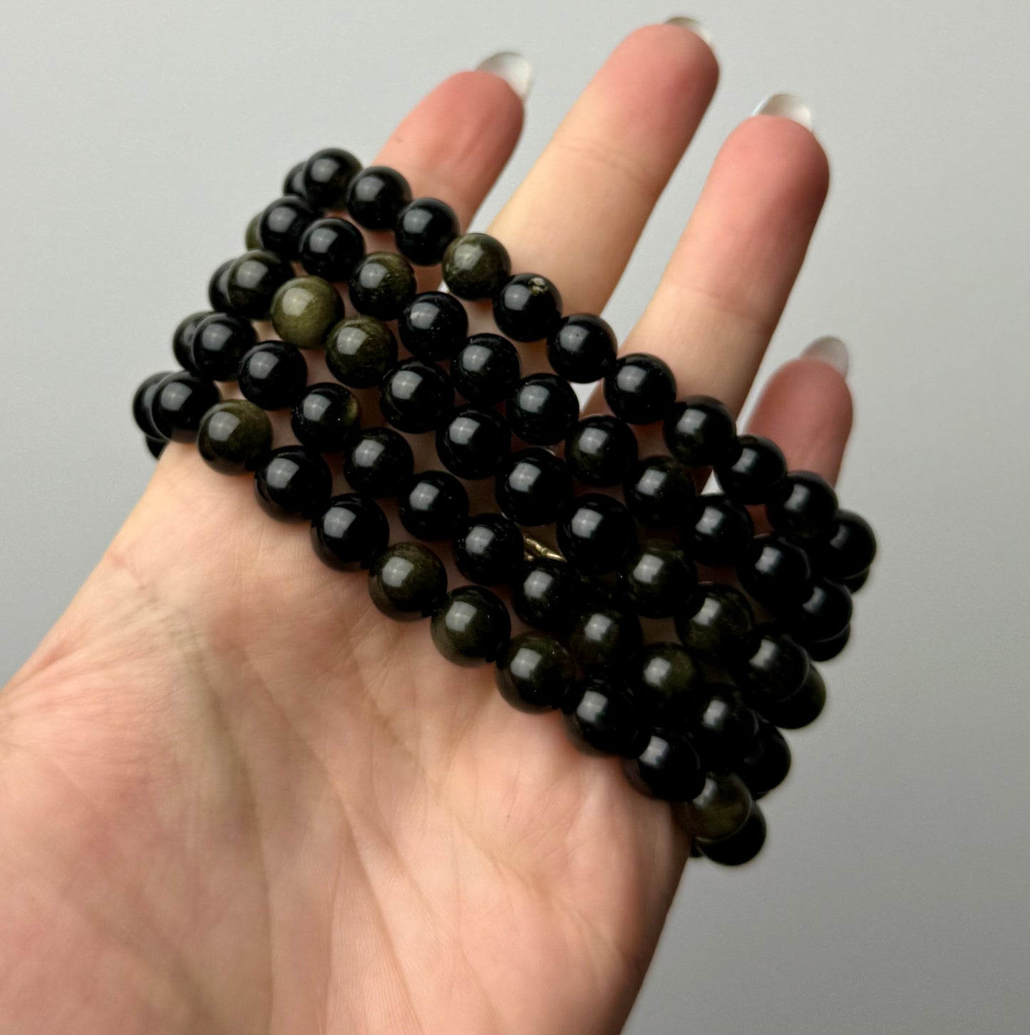 Gold sheen obsidian bracelets