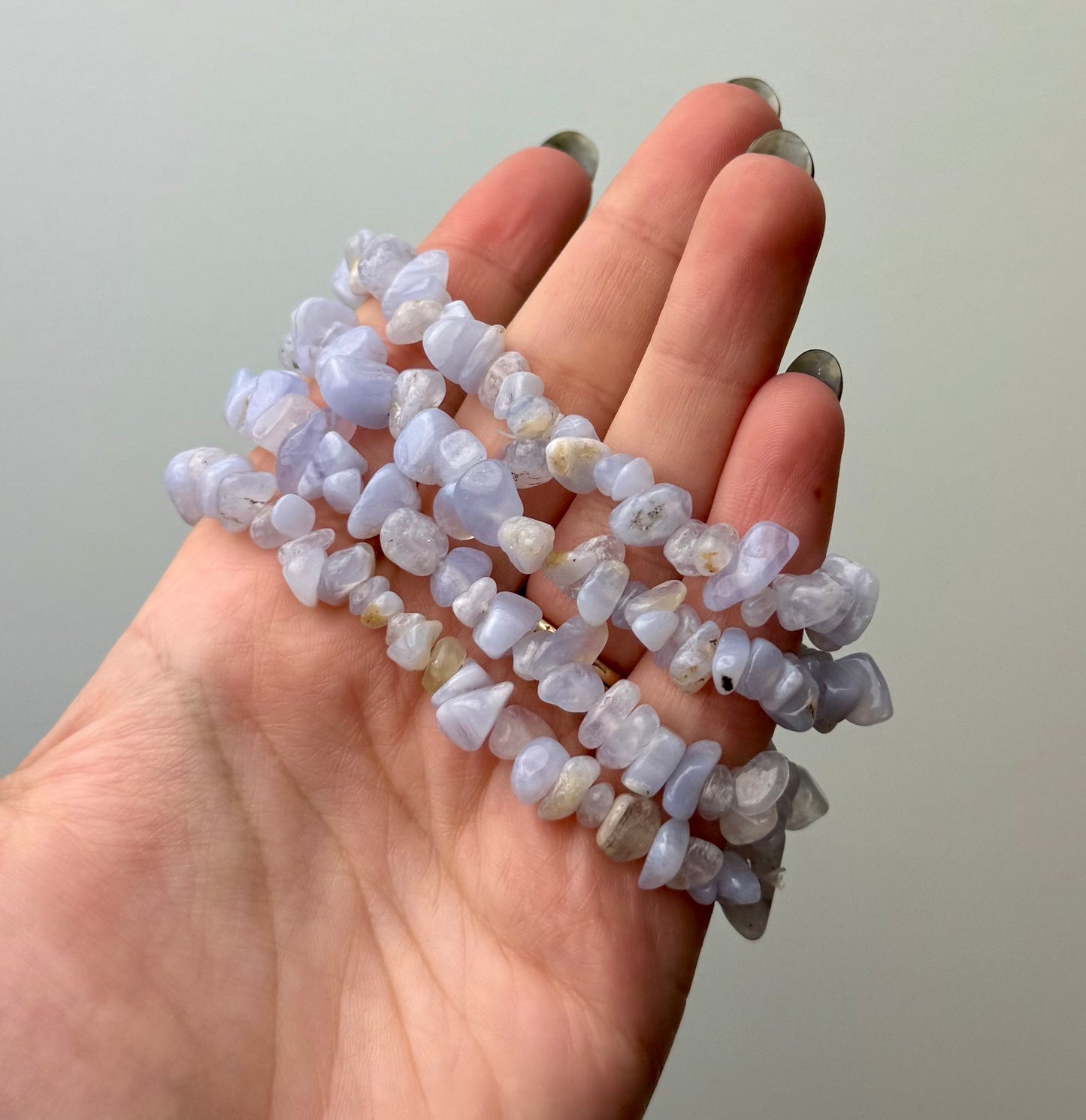 Blue lace agate chip bracelets