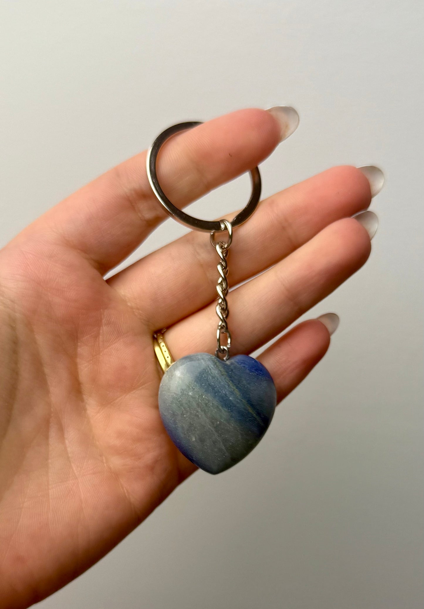 Blue aventurine heart keychain