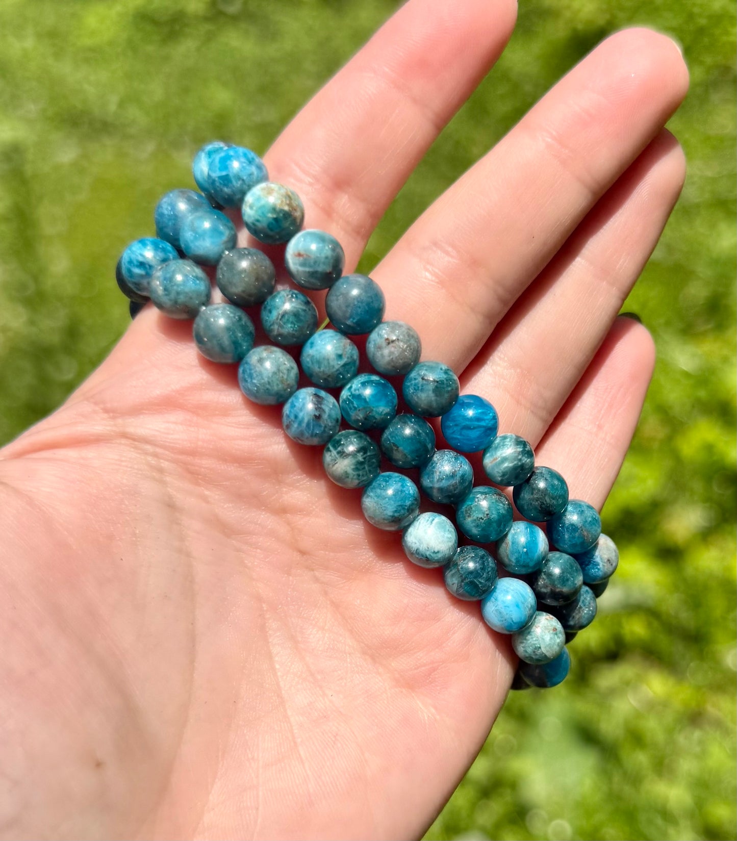 Blue apatite bracelets