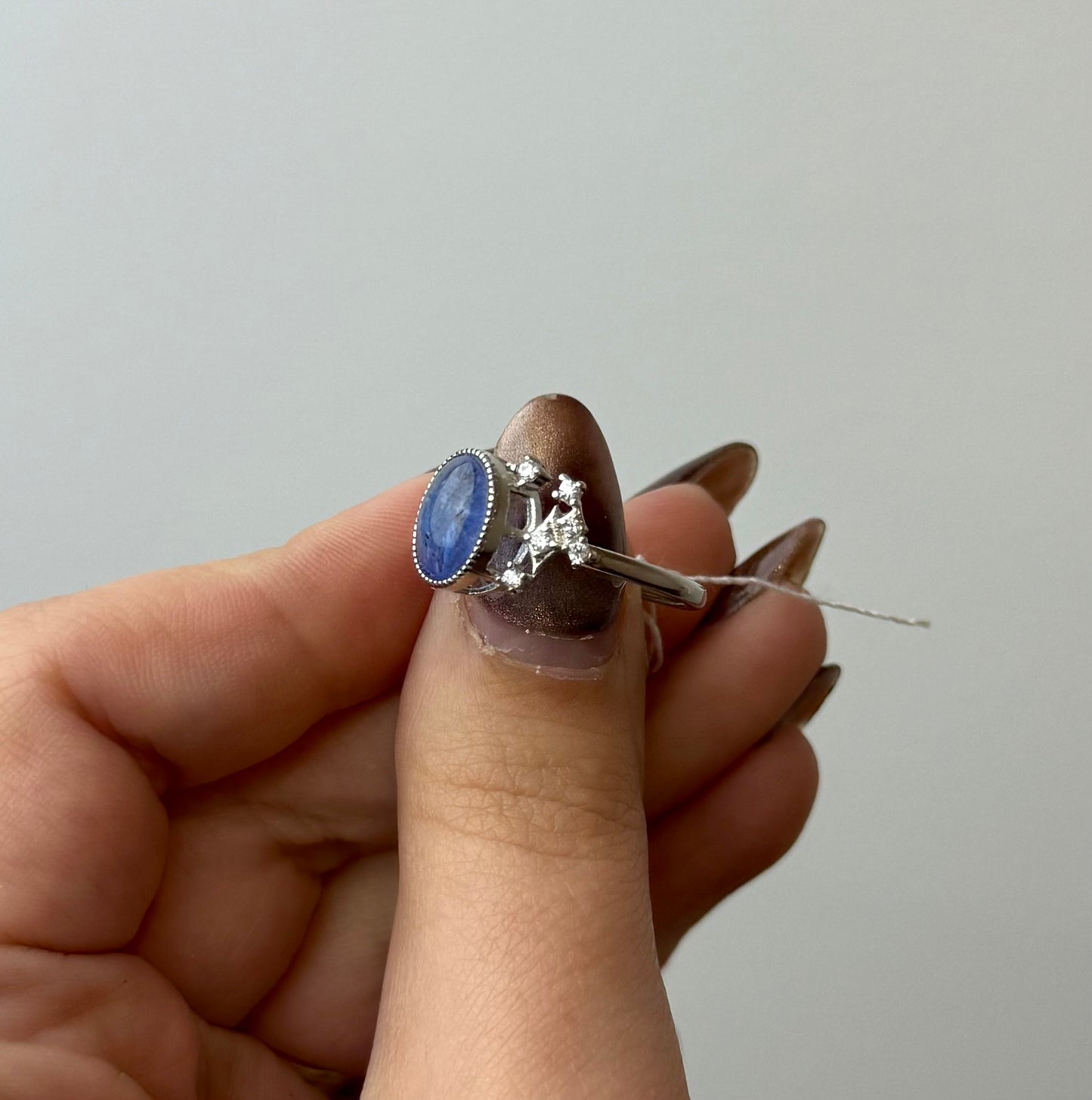 Blue kyanite adjustable ring