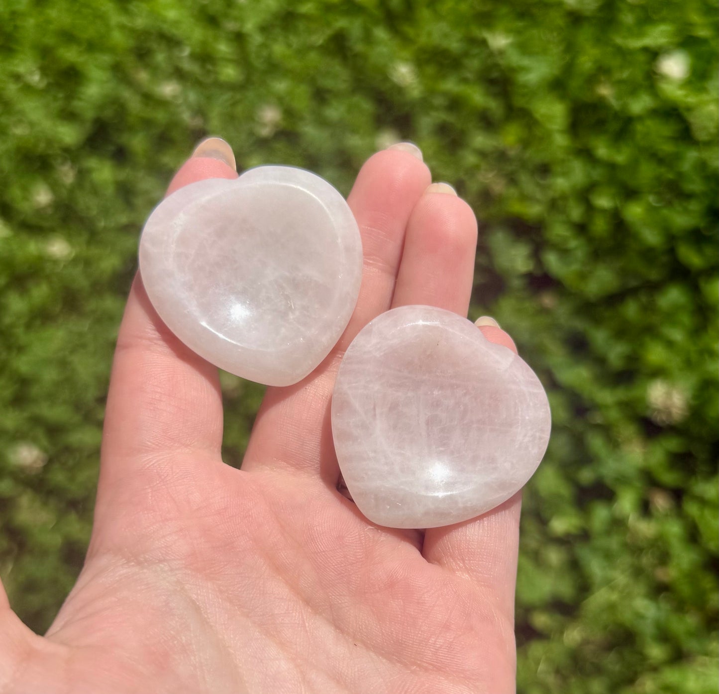 Rose quartz heart worry stones