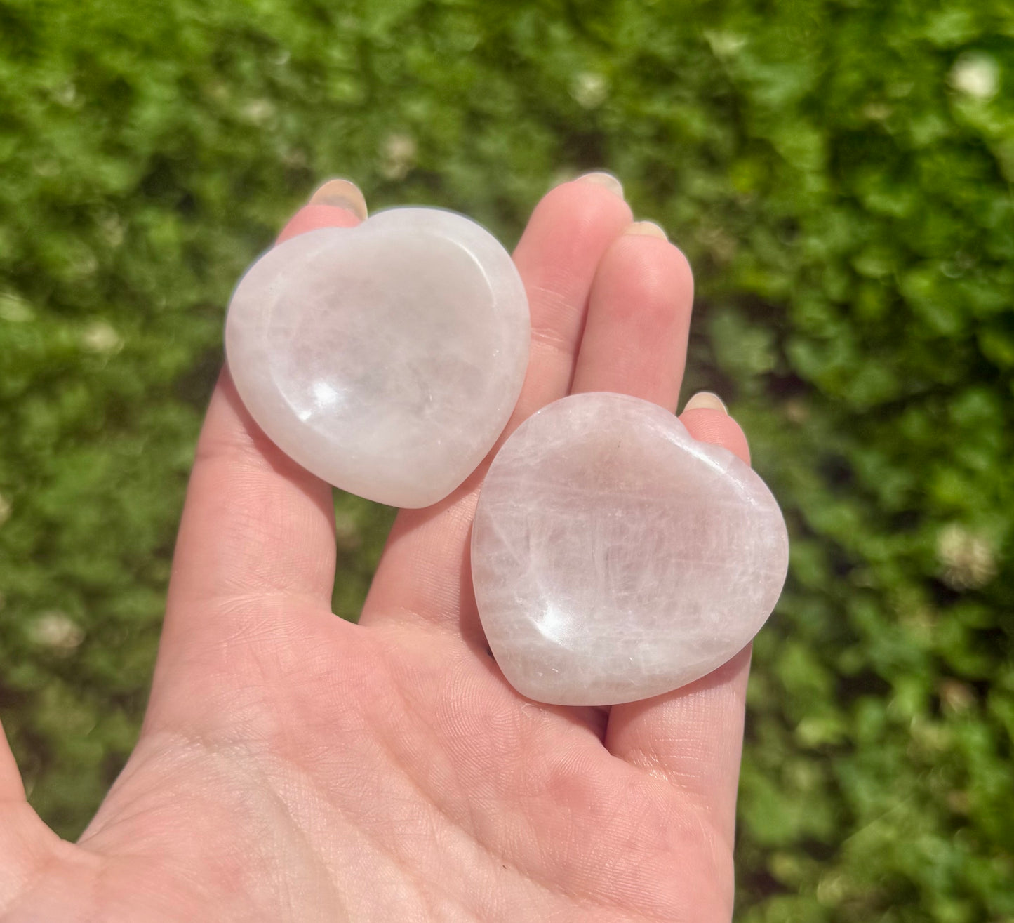 Rose quartz heart worry stones