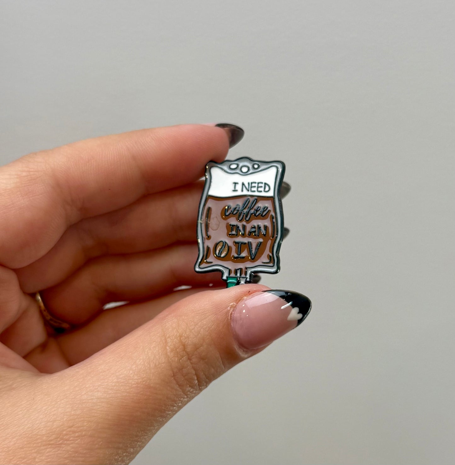 Coffee iv enamel pin