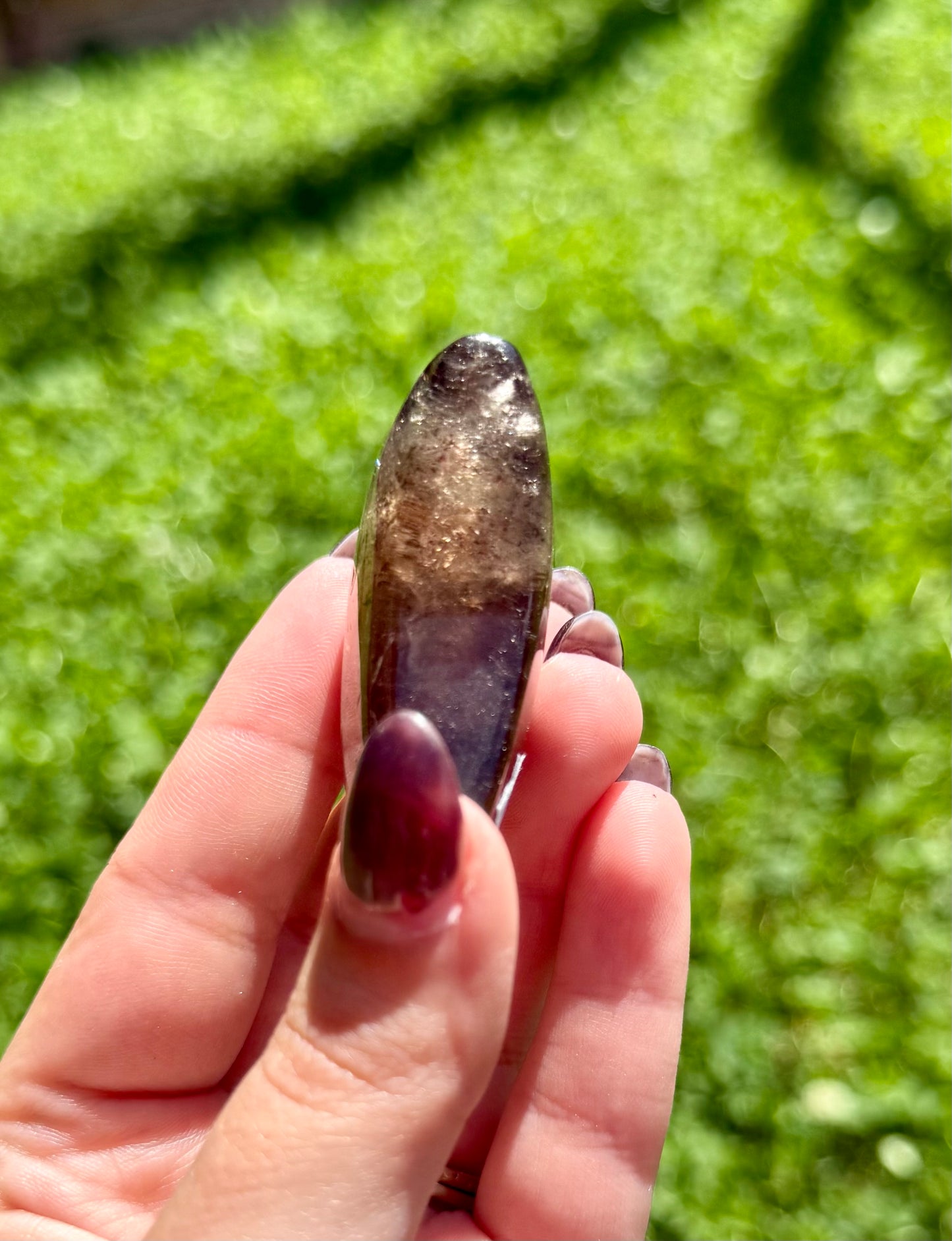 Smoky Quartz moon carving