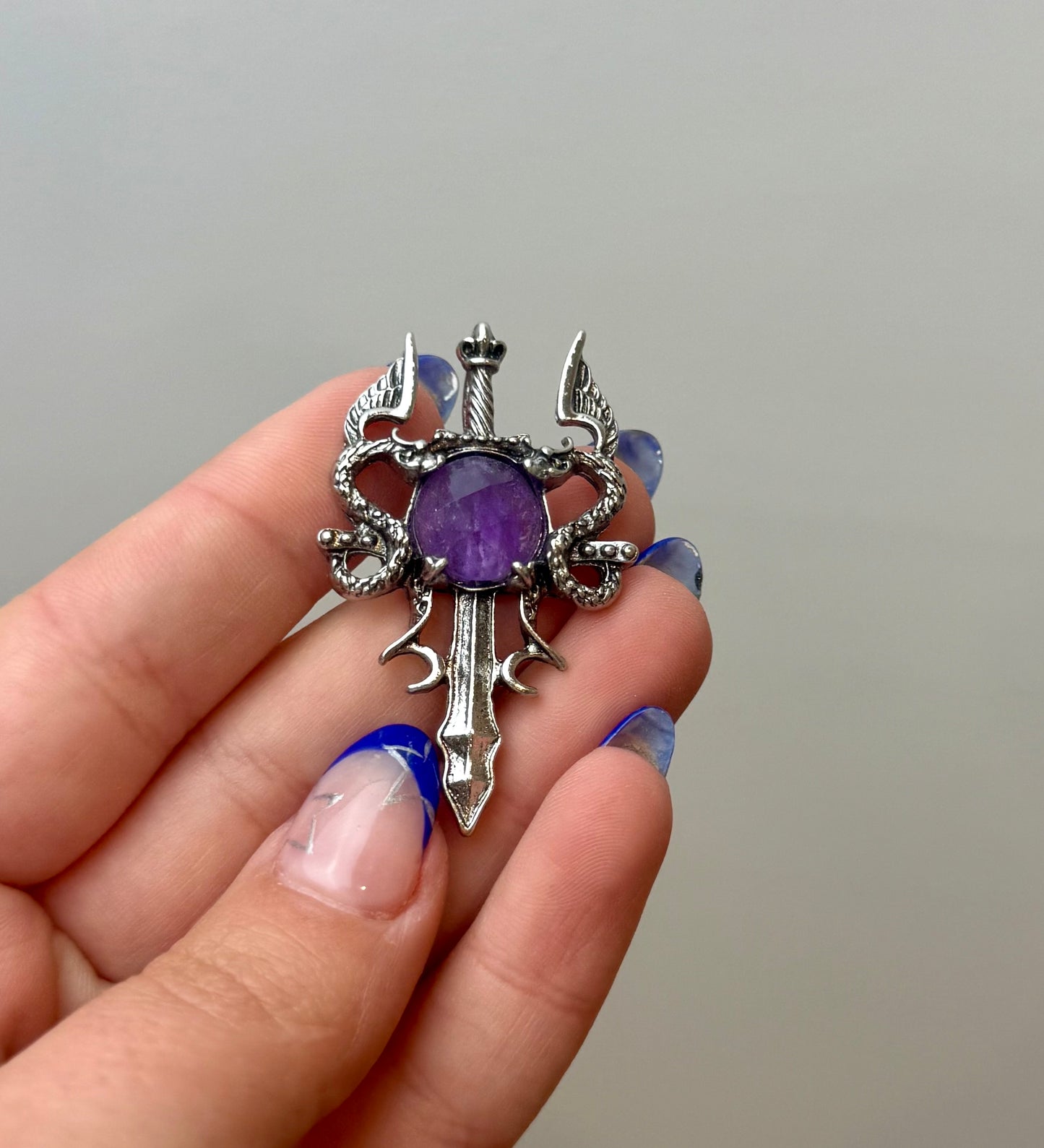 Amethyst sword pendant