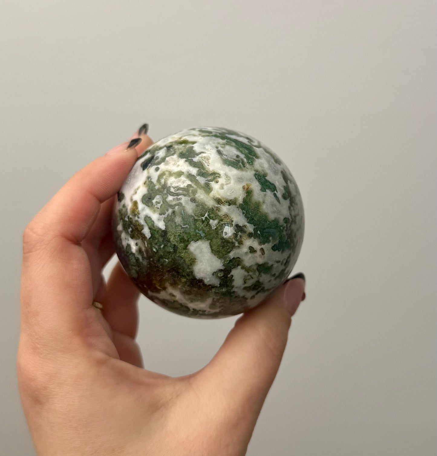 Moss agate sphere