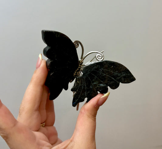 Arfvedsonite/ firework stone butterfly carving