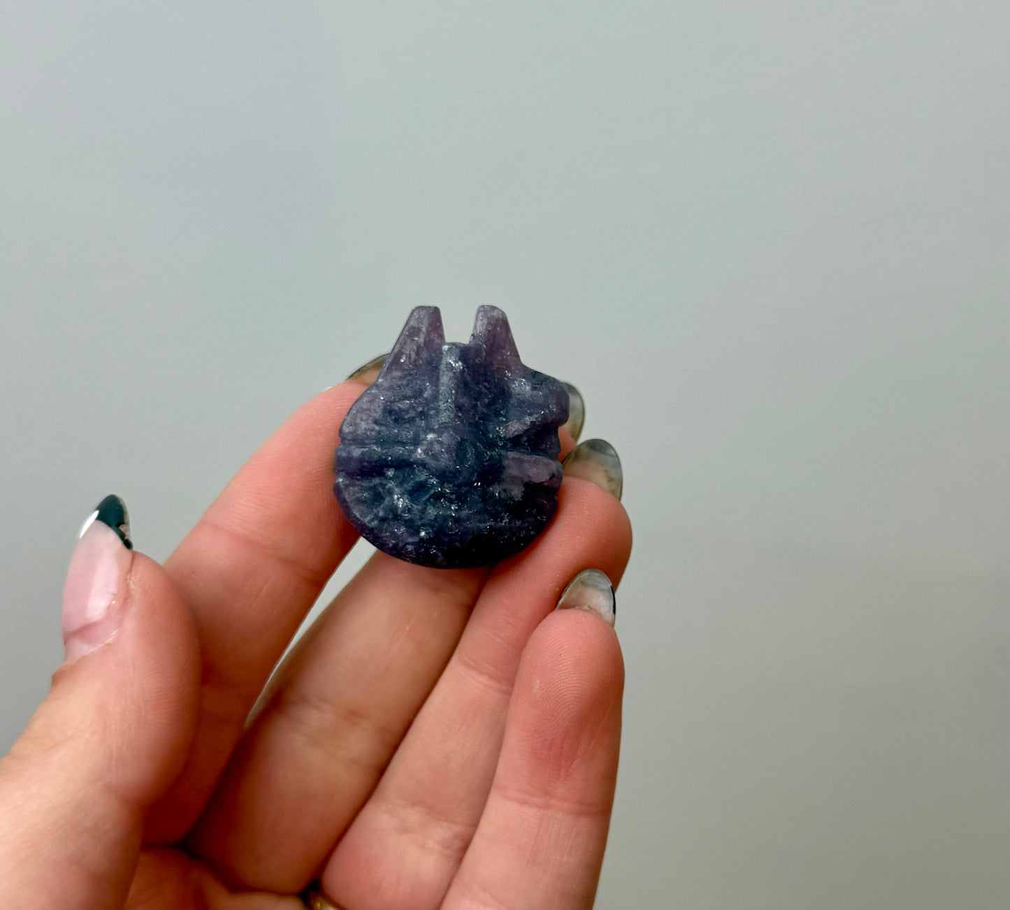 Lepidolite millennium falcon carving 